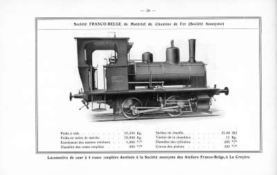<b>Locomotive de cour à 4 roues couplées</b><br>destinée à la Société anonyme des Ateliers Franco-Belge, à La Croyère